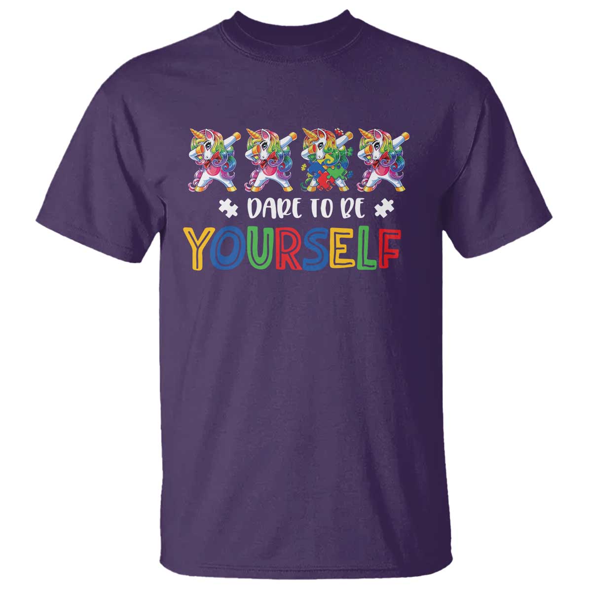 Funny Autism Awareness Dare To Be Yourself T Shirt Dabbing Unicorn