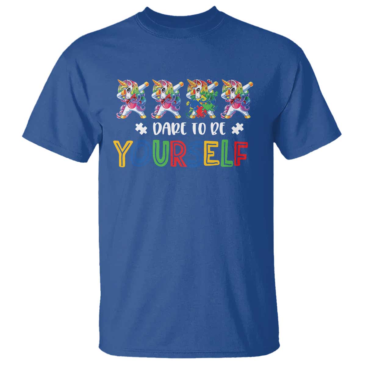 Funny Autism Awareness Dare To Be Yourself T Shirt Dabbing Unicorn