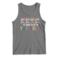 Funny Autism Awareness Dare To Be Yourself Tank Top Dabbing Unicorn