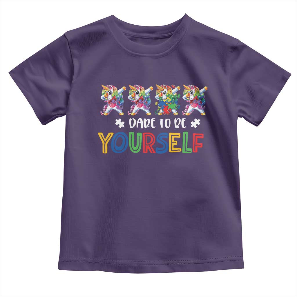 Funny Autism Awareness Dare To Be Yourself Toddler T Shirt Dabbing Unicorn