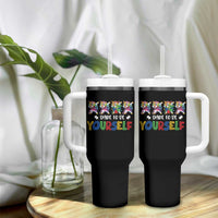 Funny Autism Awareness Dare To Be Yourself Tumbler With Handle Dabbing Unicorn