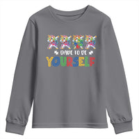 Funny Autism Awareness Dare To Be Yourself Youth Sweatshirt Dabbing Unicorn