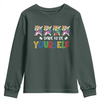 Funny Autism Awareness Dare To Be Yourself Youth Sweatshirt Dabbing Unicorn
