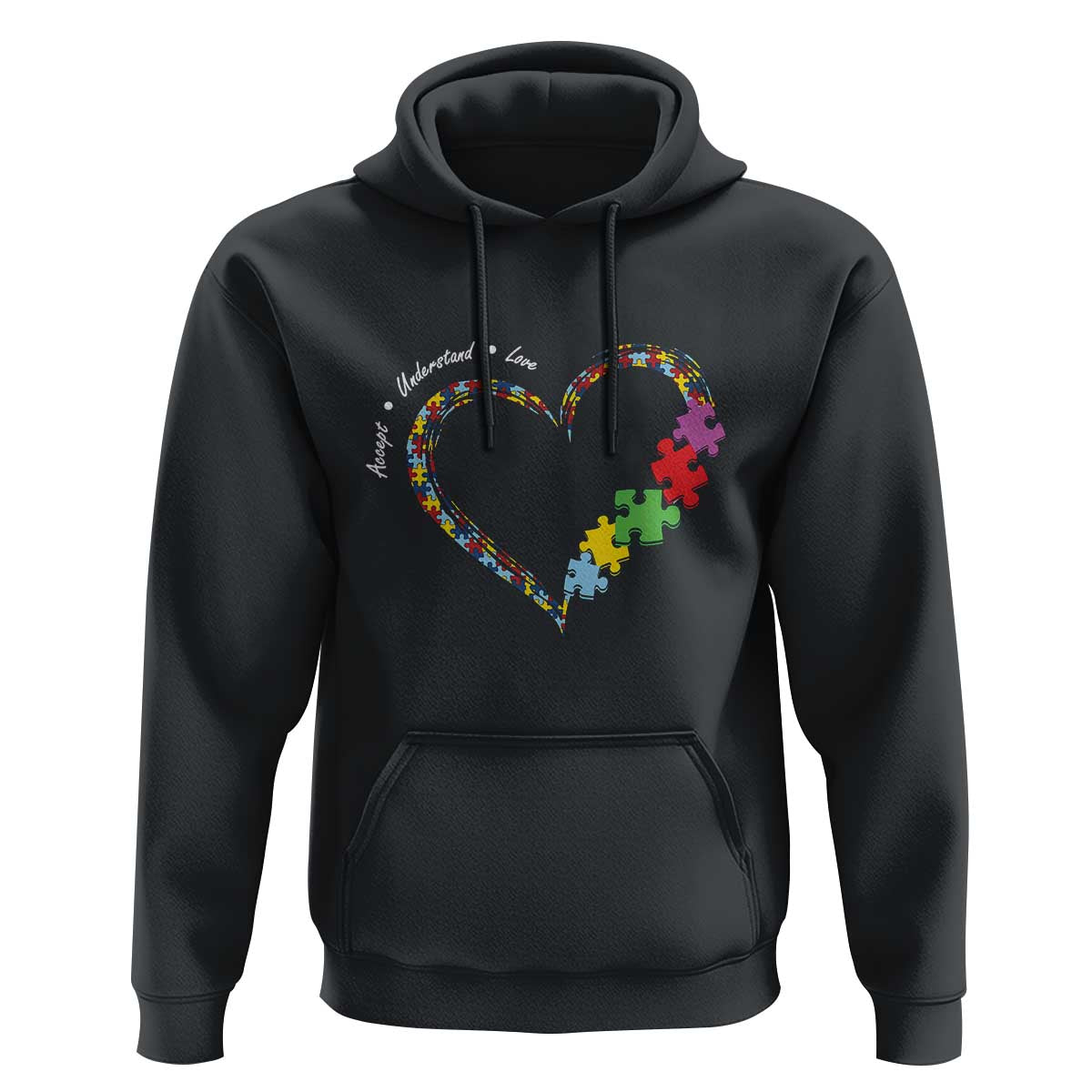 Autism Awareness Accept Understand Love Hoodie Love Heart Puzzle Pieces