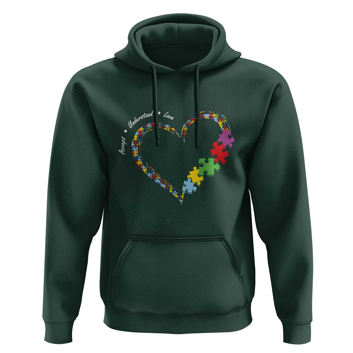 Autism Awareness Accept Understand Love Hoodie Love Heart Puzzle Pieces