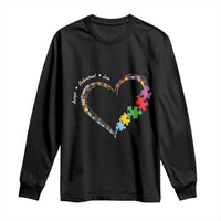 Autism Awareness Accept Understand Love Long Sleeve Shirt Love Heart Puzzle Pieces