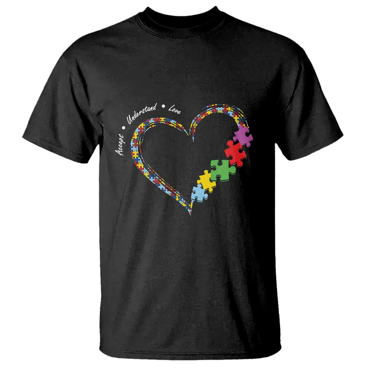 Autism Awareness Accept Understand Love T Shirt Love Heart Puzzle Pieces