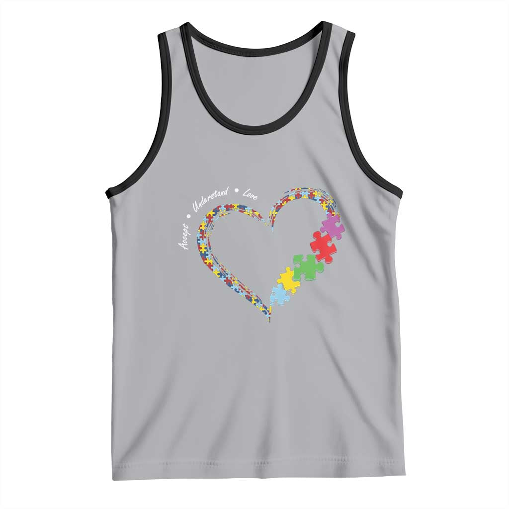 Autism Awareness Accept Understand Love Tank Top Love Heart Puzzle Pieces