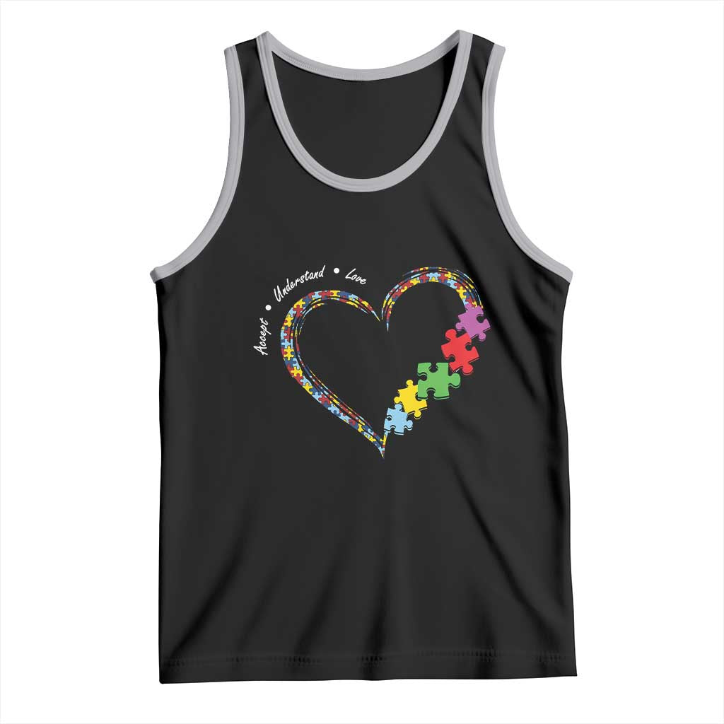 Autism Awareness Accept Understand Love Tank Top Love Heart Puzzle Pieces