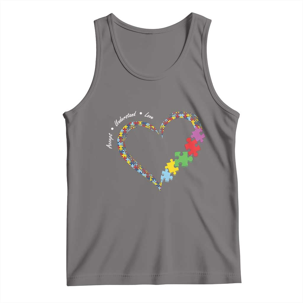 Autism Awareness Accept Understand Love Tank Top Love Heart Puzzle Pieces