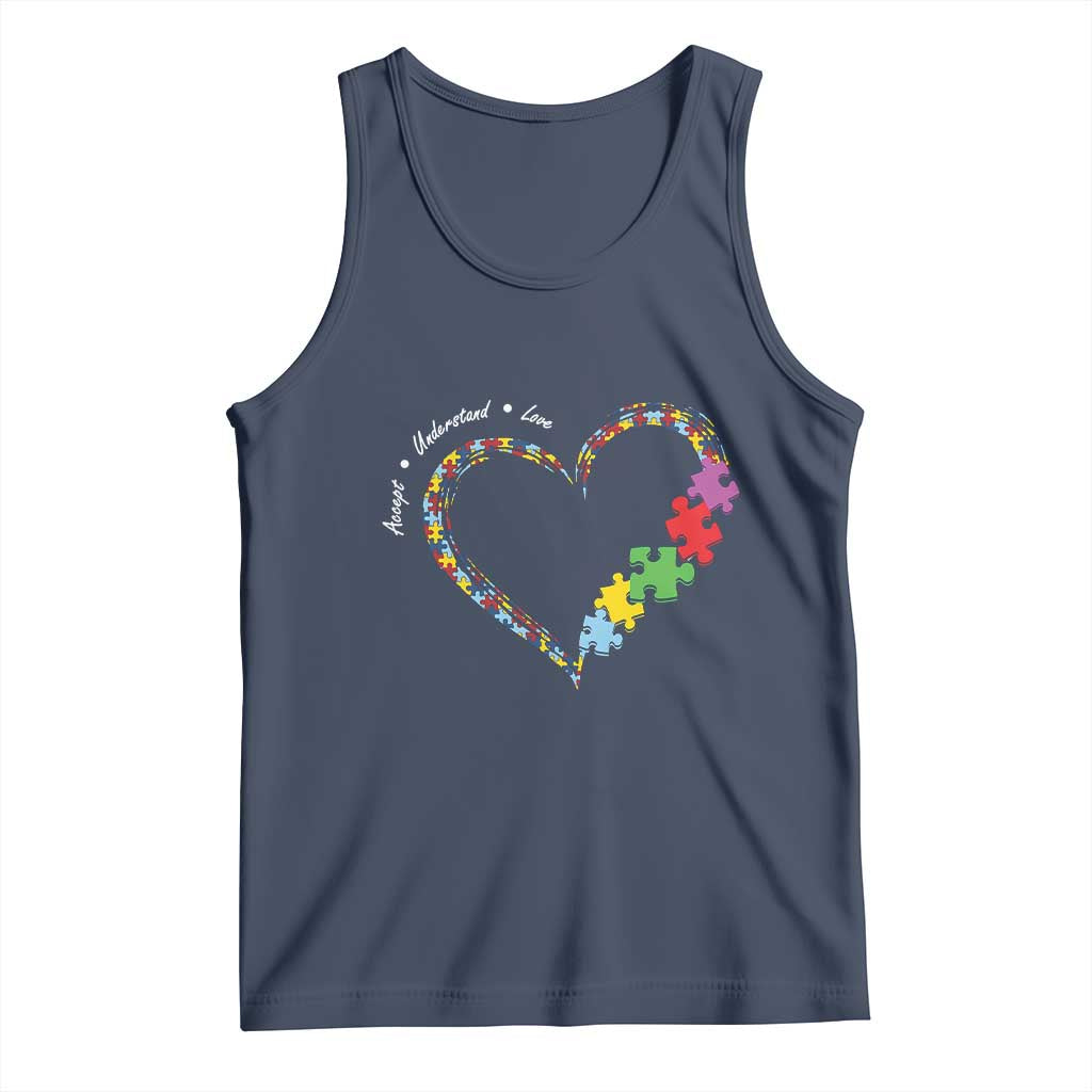 Autism Awareness Accept Understand Love Tank Top Love Heart Puzzle Pieces