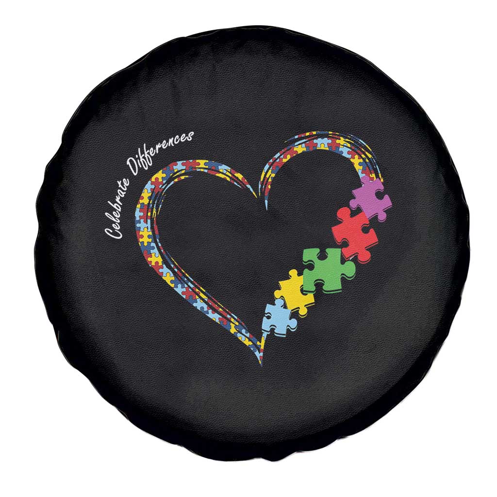 Autism Awareness Celebrate Differences Spare Tire Cover Love Heart Puzzle Pieces