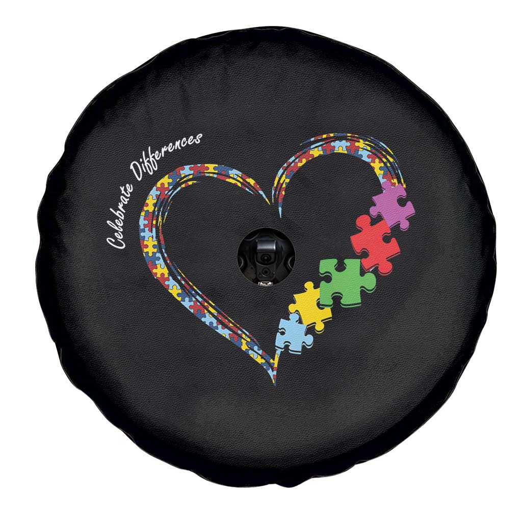 Autism Awareness Celebrate Differences Spare Tire Cover Love Heart Puzzle Pieces