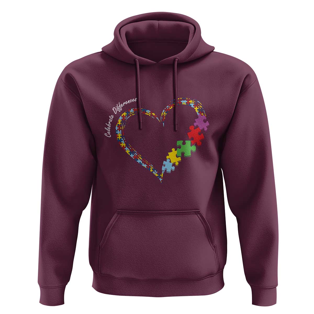 Autism Awareness Celebrate Differences Hoodie Love Heart Puzzle Pieces