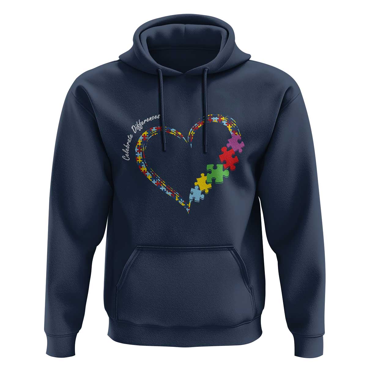 Autism Awareness Celebrate Differences Hoodie Love Heart Puzzle Pieces