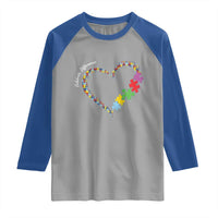Autism Awareness Celebrate Differences Raglan Shirt Love Heart Puzzle Pieces
