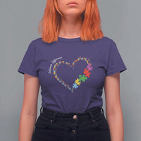 Autism Awareness Celebrate Differences T Shirt For Women Love Heart Puzzle Pieces