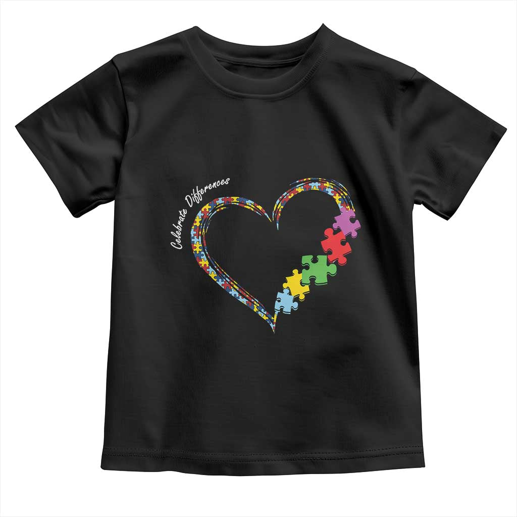 Autism Awareness Celebrate Differences Toddler T Shirt Love Heart Puzzle Pieces