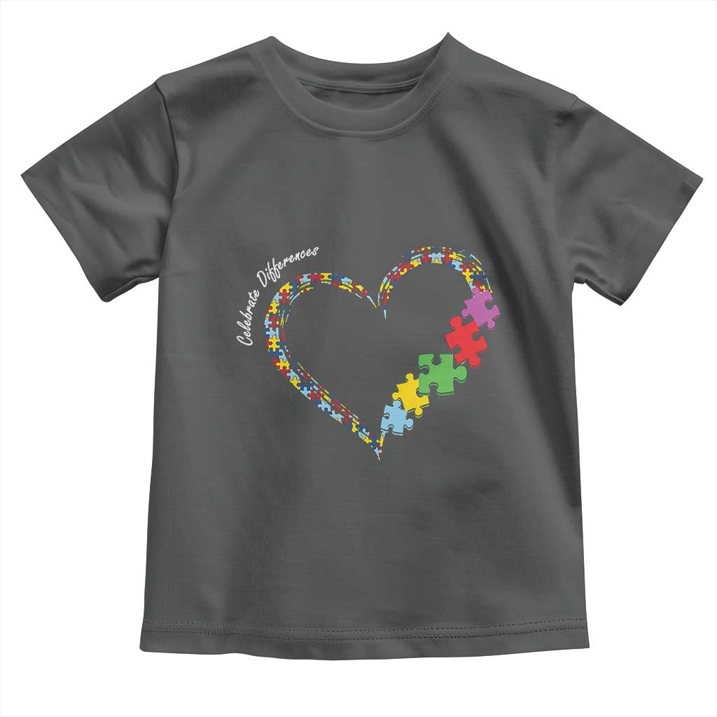 Autism Awareness Celebrate Differences Toddler T Shirt Love Heart Puzzle Pieces