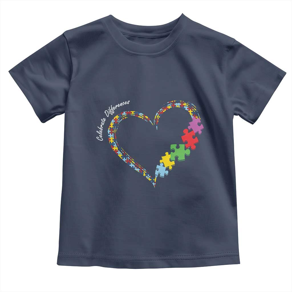Autism Awareness Celebrate Differences Toddler T Shirt Love Heart Puzzle Pieces