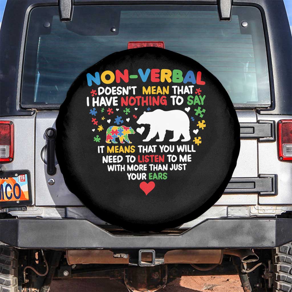 Autism Awareness Spare Tire Cover Non Verbal Doesn't Mean That I Have Nothing To Say Puzzle Bear