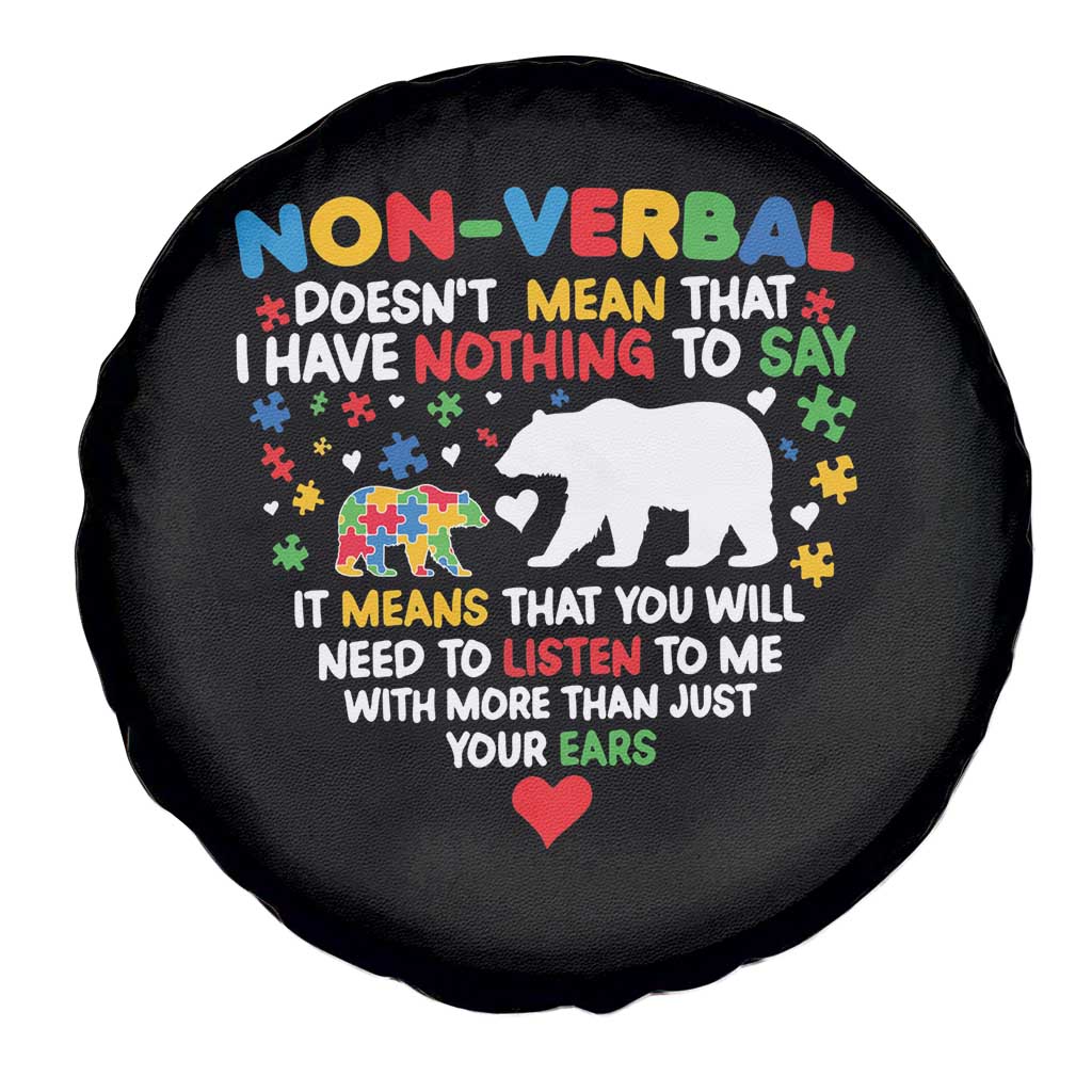 Autism Awareness Spare Tire Cover Non Verbal Doesn't Mean That I Have Nothing To Say Puzzle Bear