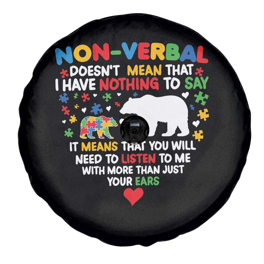 Autism Awareness Spare Tire Cover Non Verbal Doesn't Mean That I Have Nothing To Say Puzzle Bear