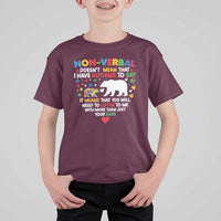 Autism Awareness T Shirt For Kid Non Verbal Doesn't Mean That I Have Nothing To Say Puzzle Bear