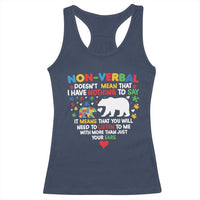 Autism Awareness Racerback Tank Top Non Verbal Doesn't Mean That I Have Nothing To Say Puzzle Bear