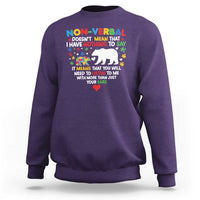 Autism Awareness Sweatshirt Non Verbal Doesn't Mean That I Have Nothing To Say Puzzle Bear