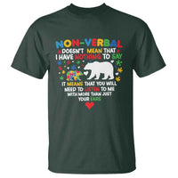 Autism Awareness T Shirt Non Verbal Doesn't Mean That I Have Nothing To Say Puzzle Bear