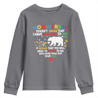 Autism Awareness Youth Sweatshirt Non Verbal Doesn't Mean That I Have Nothing To Say Puzzle Bear