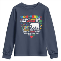 Autism Awareness Youth Sweatshirt Non Verbal Doesn't Mean That I Have Nothing To Say Puzzle Bear