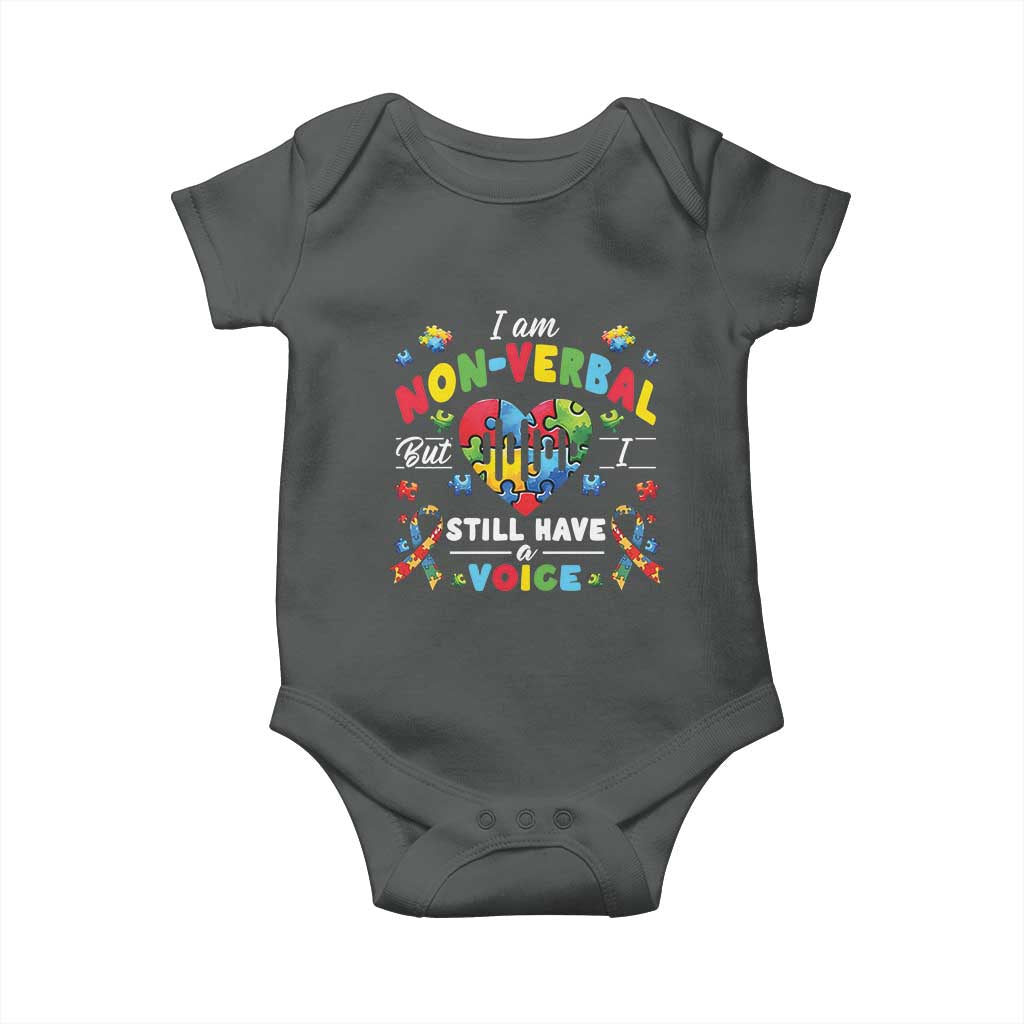 I Am Non Verbal But I Still Have A Voice Autism Awareness Baby Onesie Heart Puzzle