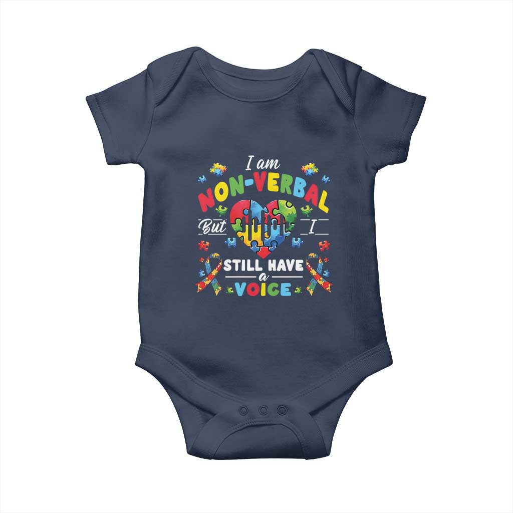 I Am Non Verbal But I Still Have A Voice Autism Awareness Baby Onesie Heart Puzzle