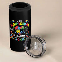 I Am Non Verbal But I Still Have A Voice Autism Awareness 4 in 1 Can Cooler Tumbler Heart Puzzle