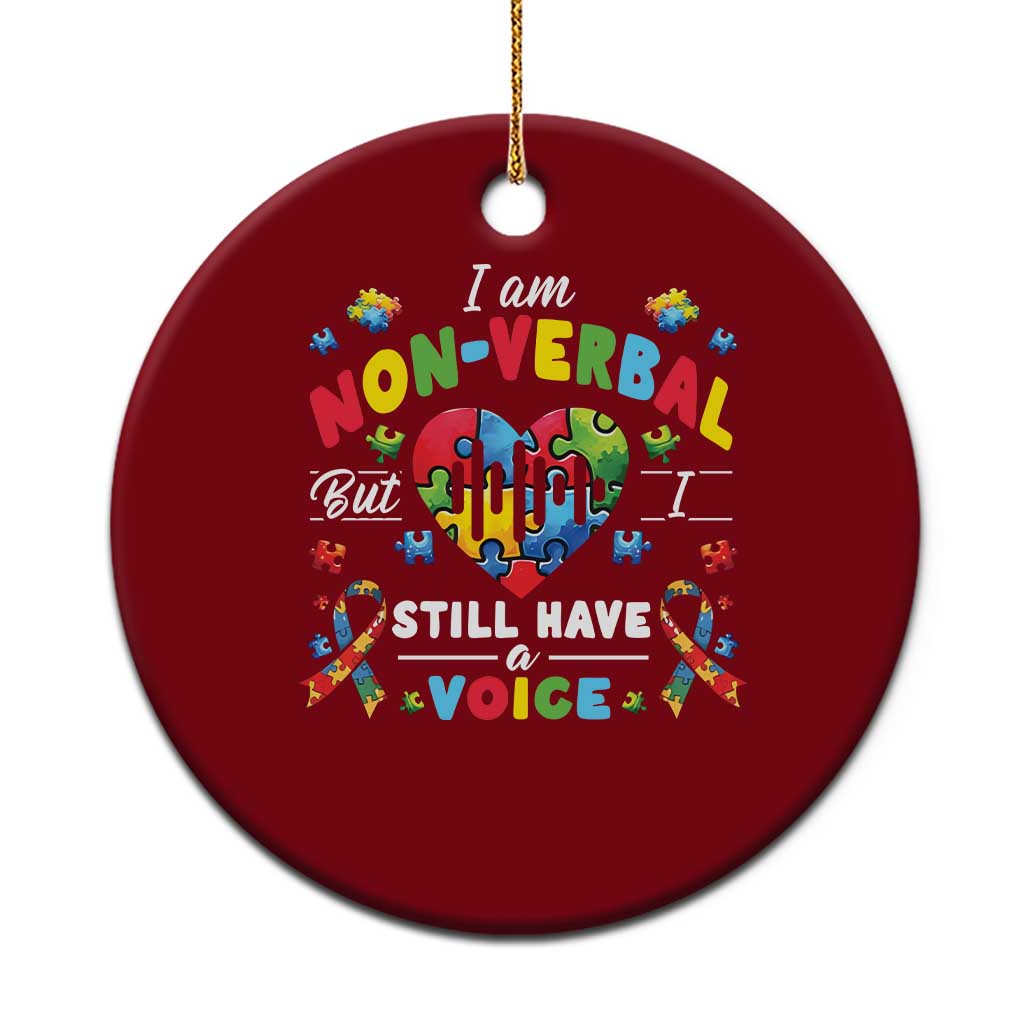 I Am Non Verbal But I Still Have A Voice Autism Awareness Ceramic Ornament Heart Puzzle