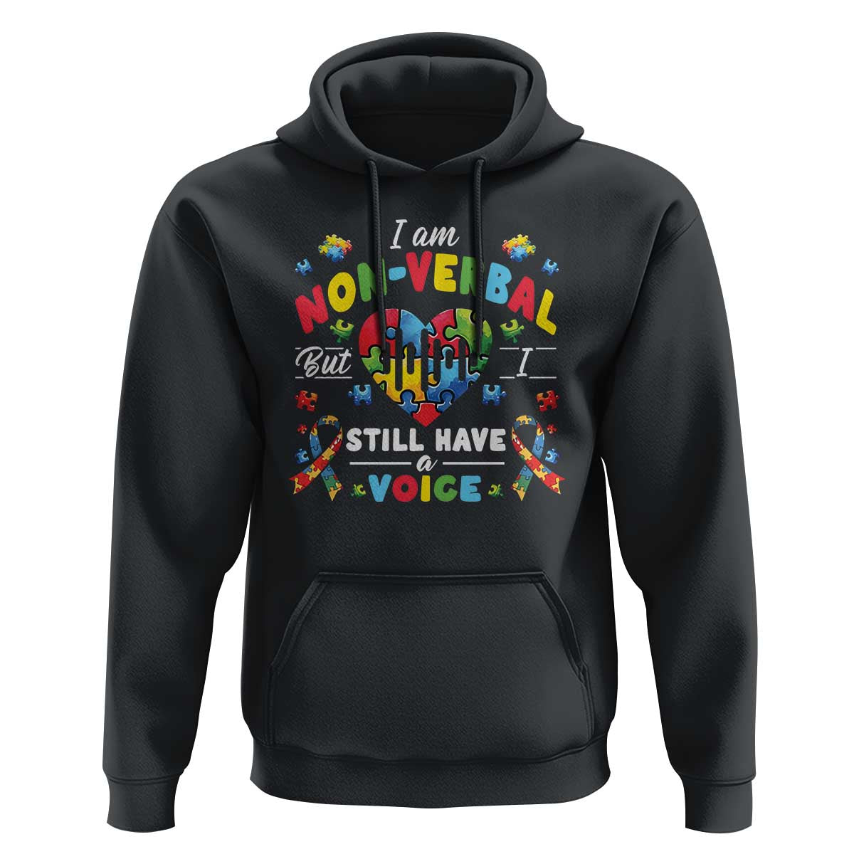 I Am Non Verbal But I Still Have A Voice Autism Awareness Hoodie Heart Puzzle