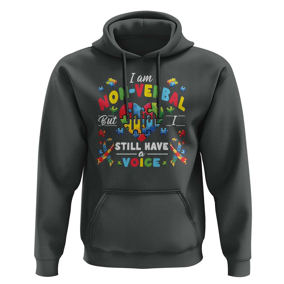 I Am Non Verbal But I Still Have A Voice Autism Awareness Hoodie Heart Puzzle