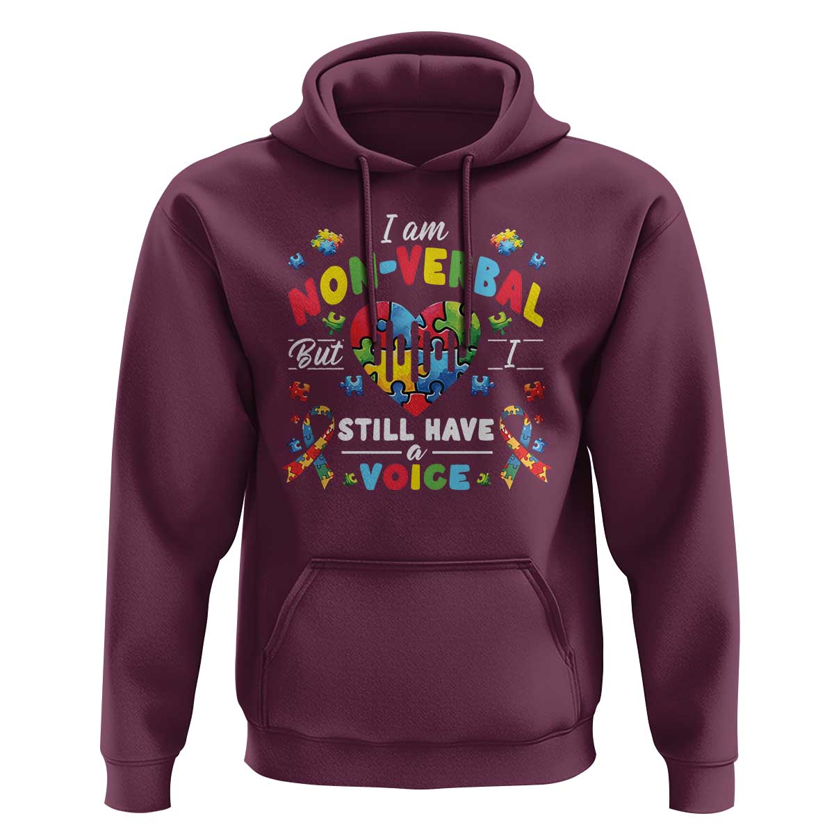 I Am Non Verbal But I Still Have A Voice Autism Awareness Hoodie Heart Puzzle