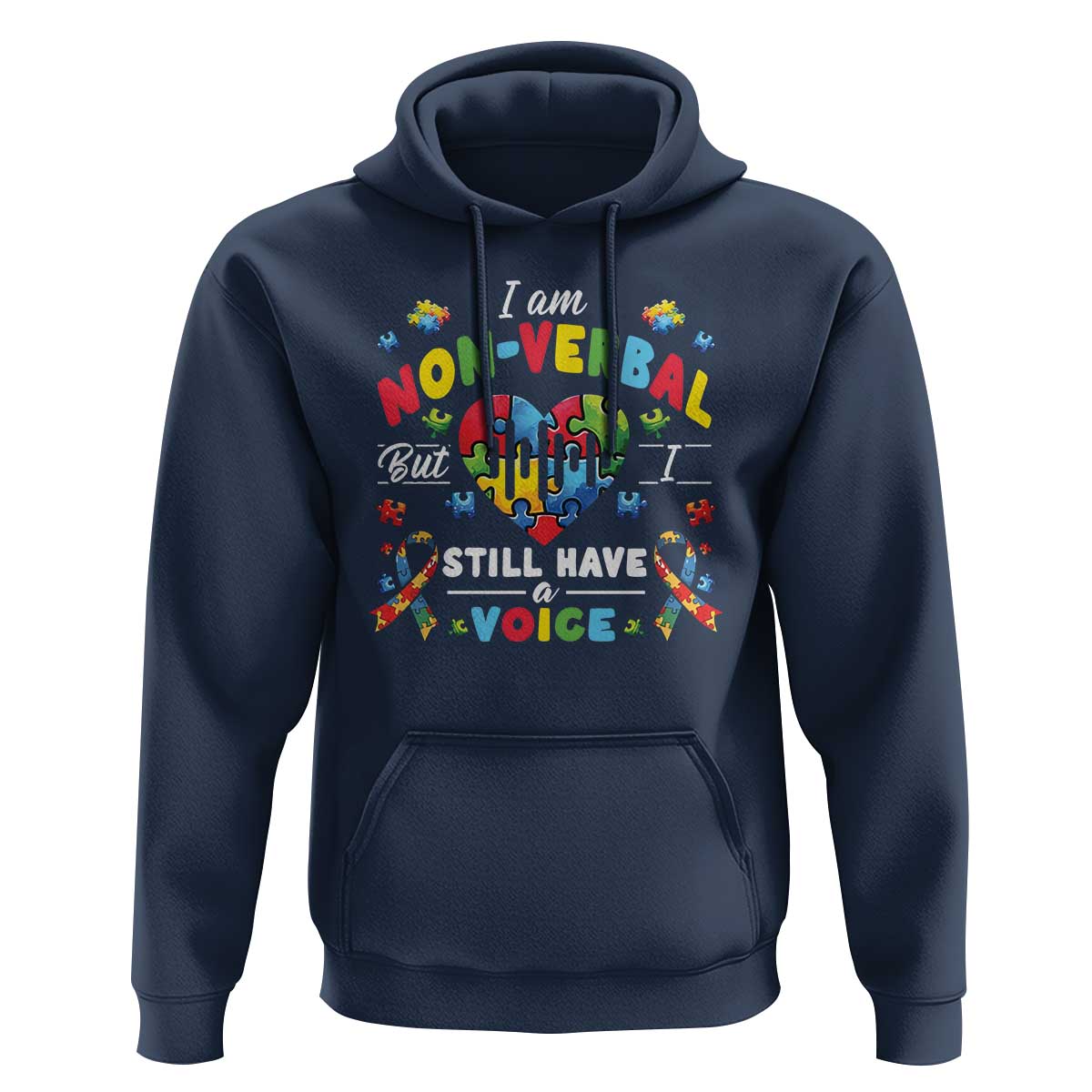 I Am Non Verbal But I Still Have A Voice Autism Awareness Hoodie Heart Puzzle