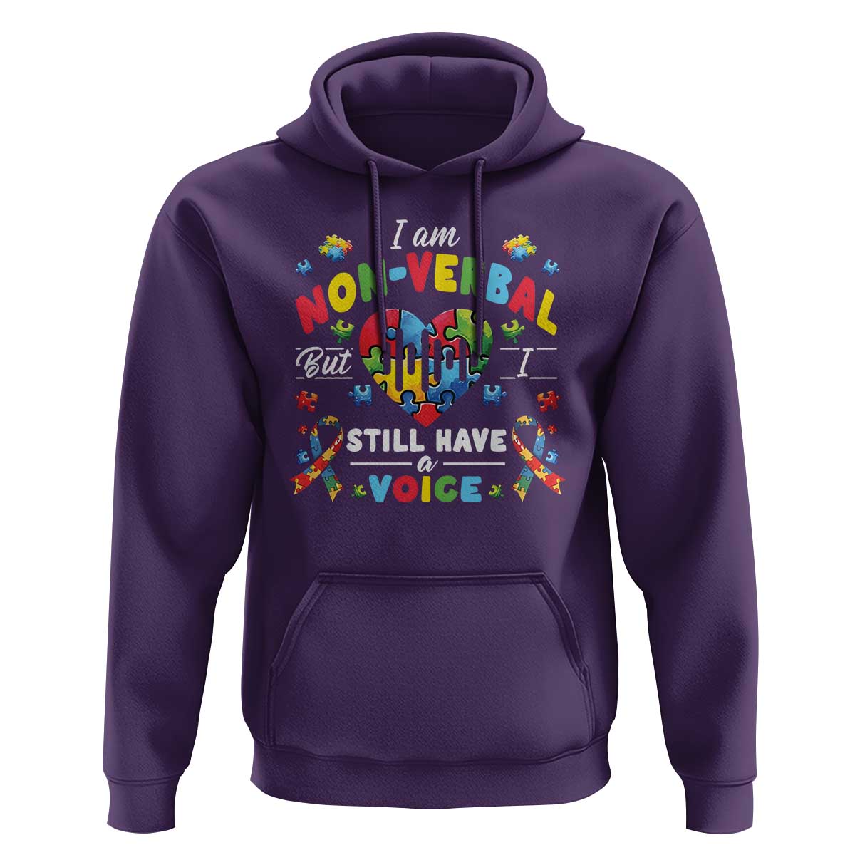I Am Non Verbal But I Still Have A Voice Autism Awareness Hoodie Heart Puzzle