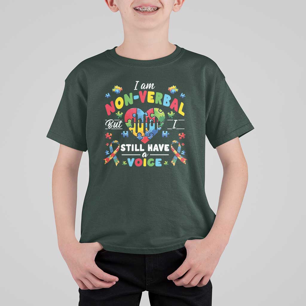 I Am Non Verbal But I Still Have A Voice Autism Awareness T Shirt For Kid Heart Puzzle