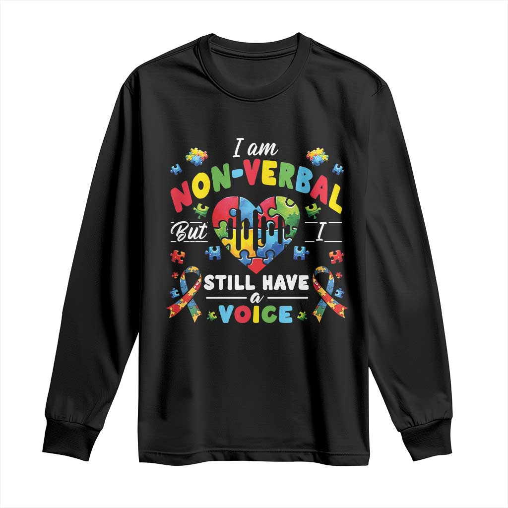 I Am Non Verbal But I Still Have A Voice Autism Awareness Long Sleeve Shirt Heart Puzzle
