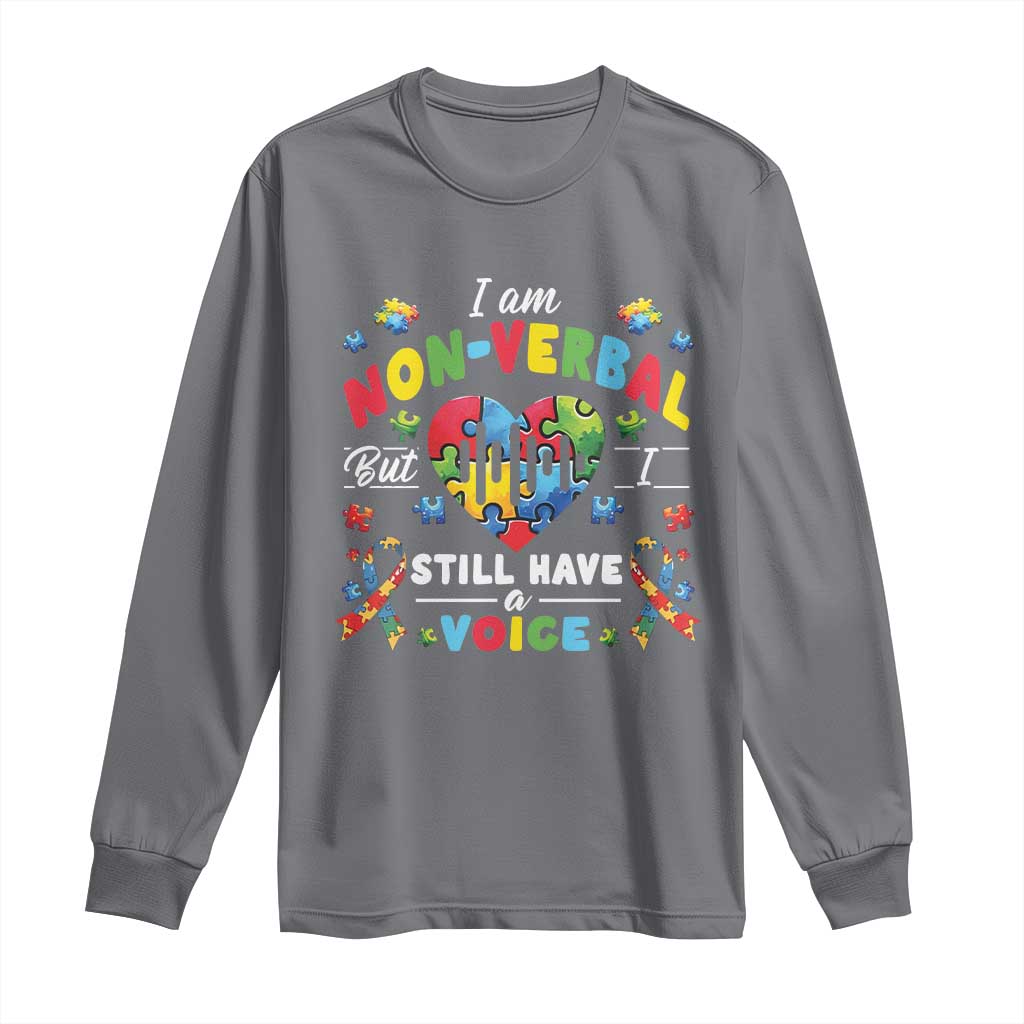 I Am Non Verbal But I Still Have A Voice Autism Awareness Long Sleeve Shirt Heart Puzzle