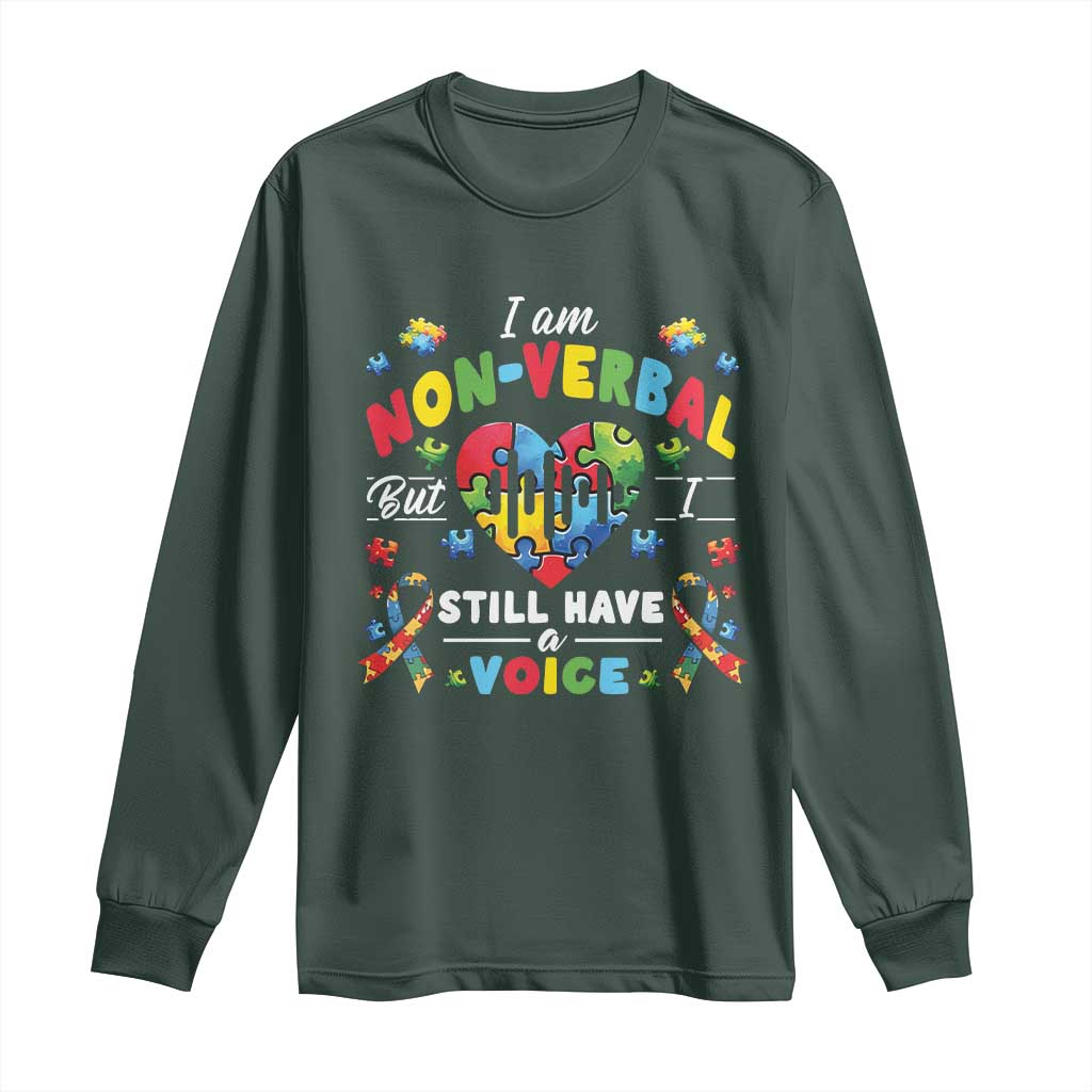 I Am Non Verbal But I Still Have A Voice Autism Awareness Long Sleeve Shirt Heart Puzzle