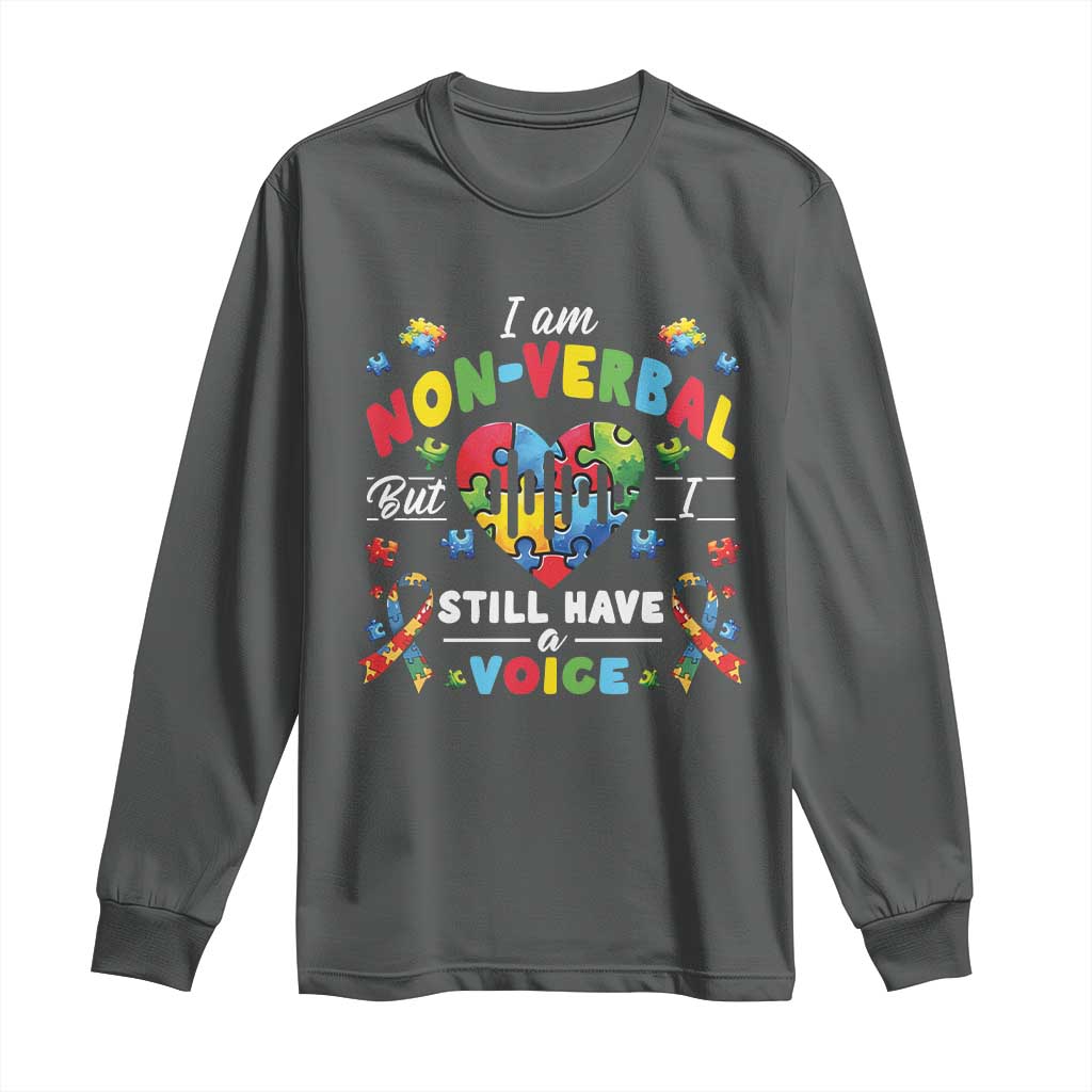 I Am Non Verbal But I Still Have A Voice Autism Awareness Long Sleeve Shirt Heart Puzzle