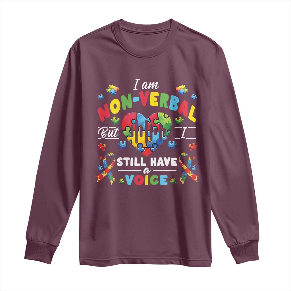 I Am Non Verbal But I Still Have A Voice Autism Awareness Long Sleeve Shirt Heart Puzzle