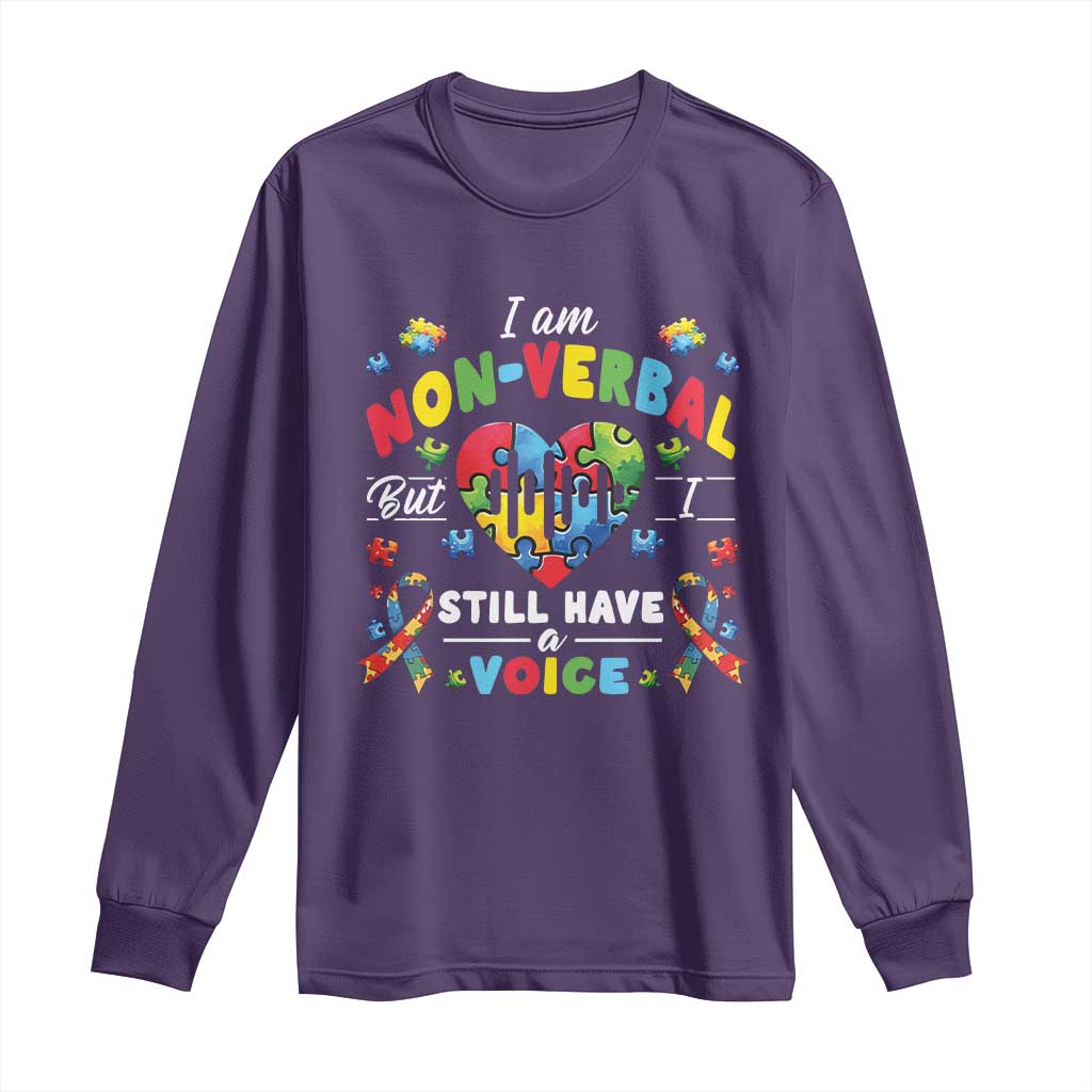 I Am Non Verbal But I Still Have A Voice Autism Awareness Long Sleeve Shirt Heart Puzzle