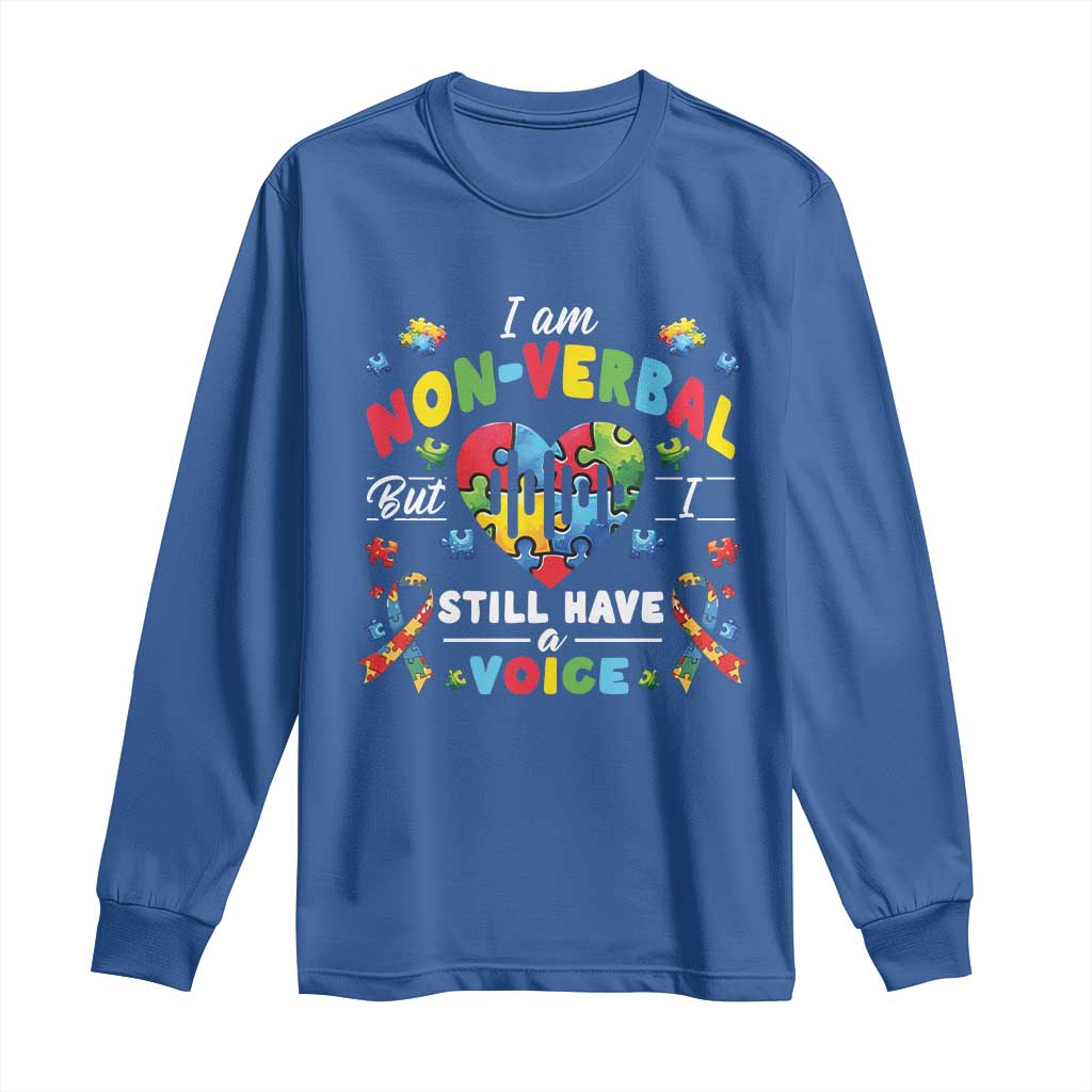 I Am Non Verbal But I Still Have A Voice Autism Awareness Long Sleeve Shirt Heart Puzzle